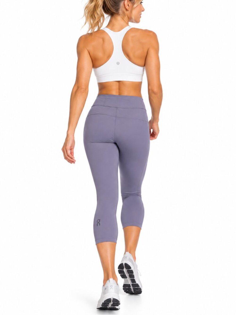 On Running Active 7/8 Tights Granite Gray Leggings Back Pocket Size Medium